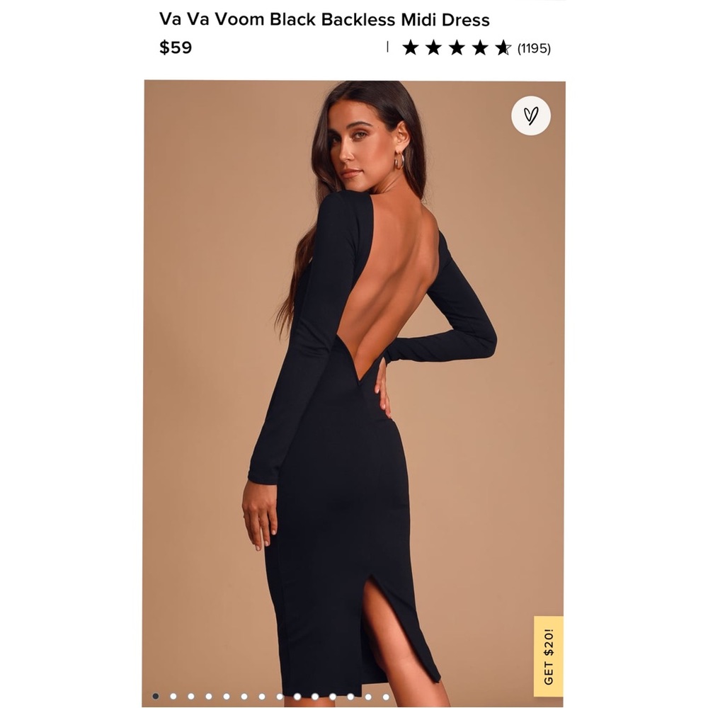 NWT Lulus Va Va Voom Black Backless Midi Dress